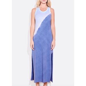 SUNDRY Tie Dye Maxi Tank Dress Blue Aqua Ombre Racerback Cotton Blend Size 1 NEW